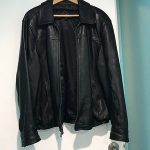 Men’s black leather jacket